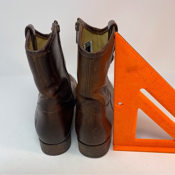 FRYE Melissa Women's 7.5 B Brown Genuine Leather Ankle Boots Cowgirl Zip Up - Picture 16 of 16